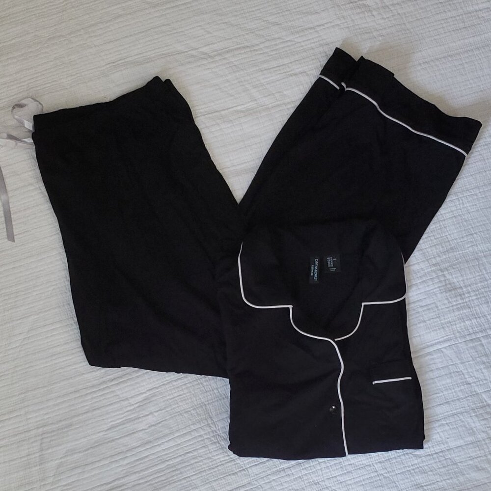 Cynthia Rowley Classic 2pc Long Sleeve Tie Waist Pants Pajama Set